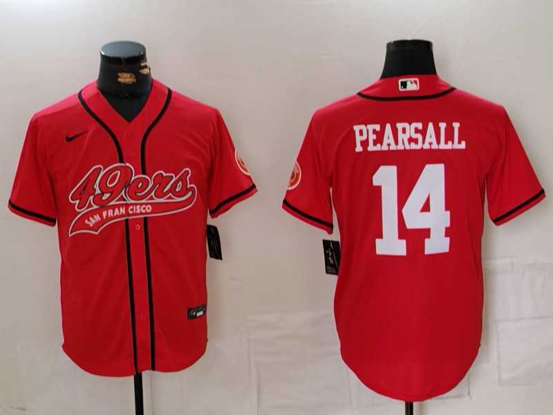 Men%27s San Francisco 49ers #14 Ricky Pearsall Red With Patch Cool Base Stitched Baseball Jersey